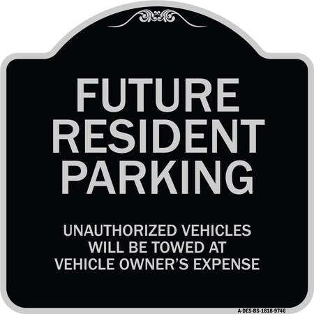 Signmission Designer Series-Unauthorized Vehicles Will Be Towed Black & Silver, 18" x 18", BS-1818-9746 A-DES-BS-1818-9746